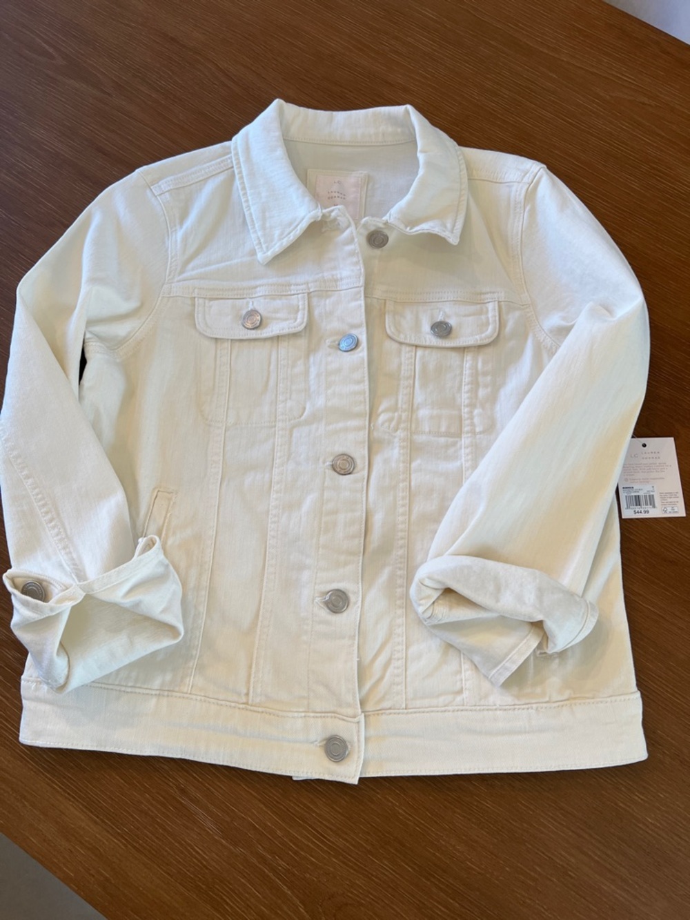 LC Lauren Conrad Cream Off-White Denim Jacket - Picture 5 of 7